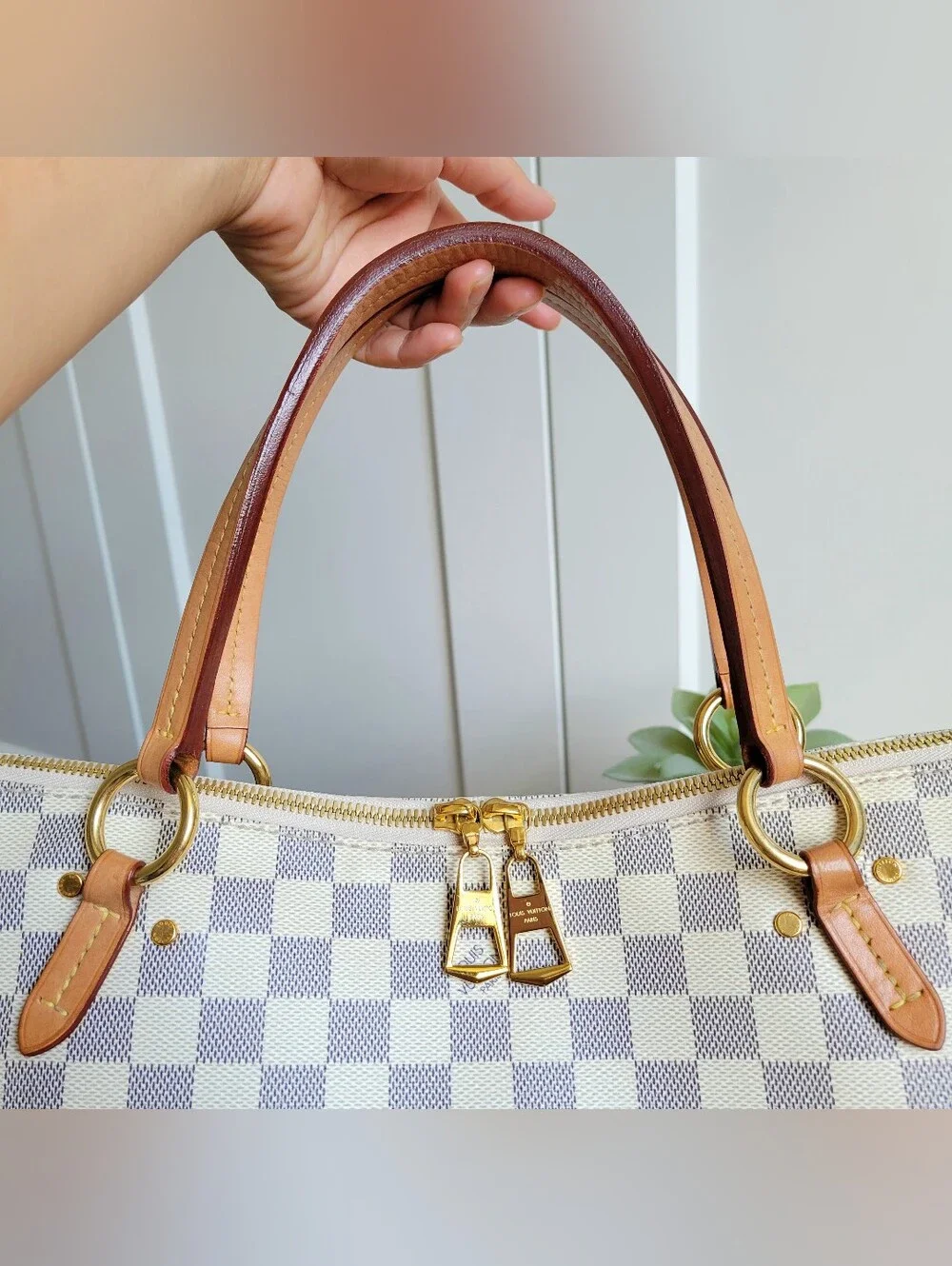 Louis Vuitton Damier Azur Satchel in Beige and Tan
